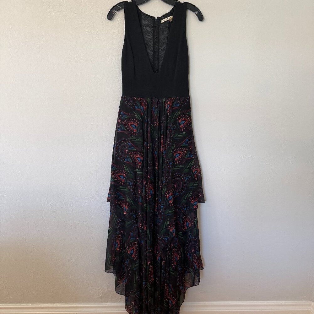 Alice + Olivia V-Neck Handkerchief Maxi Dress